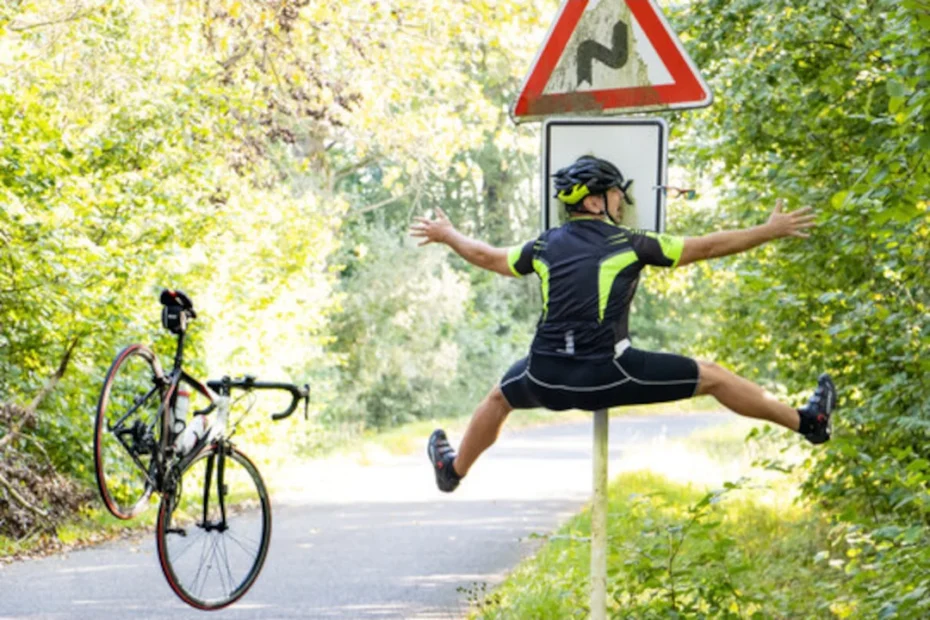 Funny cycling soap meme of a cyclist flying off his bike after hitting a sign, joking about hating bar soap.